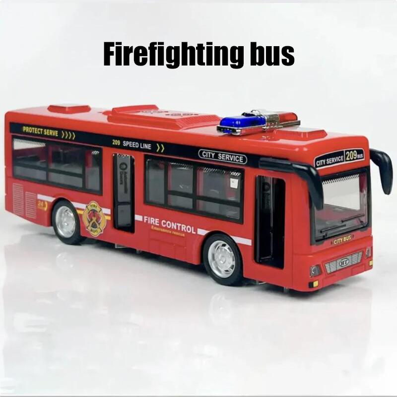 Double Decker Sightseeing Bus Model Pull Back Vehicles Toy Die Cast Pull Back Vehicles Open the Door Light Music Toys for Boys