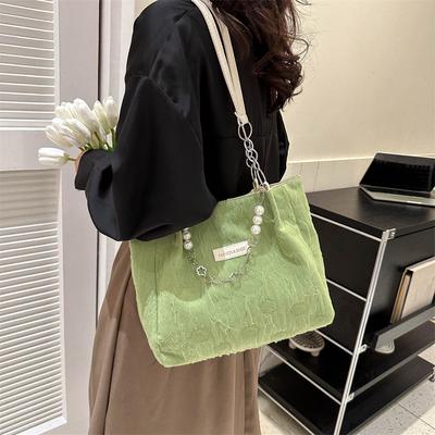 2025 New Fashion Personality Pearl Beaded Chain Casual Foreign Style Shoulder Bag Crossbody Bag Large Capacity Women's Bag