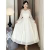 Plus-Size Women's French-Style Off-Shoulder Pearl Ruffle Dress 2026 Spring Elegant Long Dress