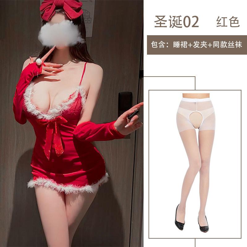 Sex Underwear Christmas Holiday Clothing Sexy Plush Suspender Female Passion Free Uniform Set