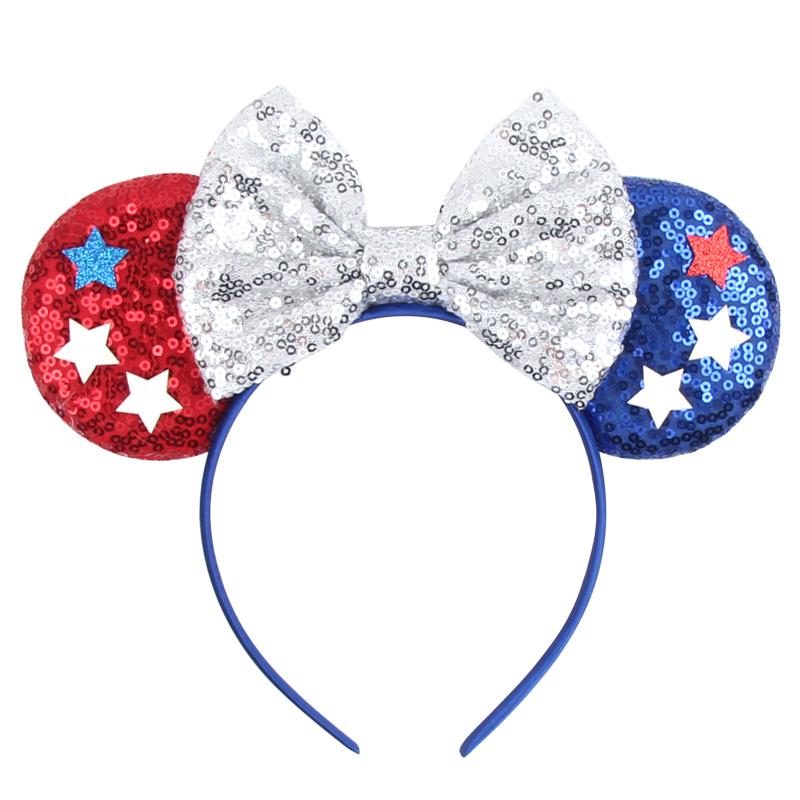 Trip Mickey Ears Headband For Girls Women Sequin Castle 5"Bow Hairband Festival Party Cosplay DIY Hair Accessories