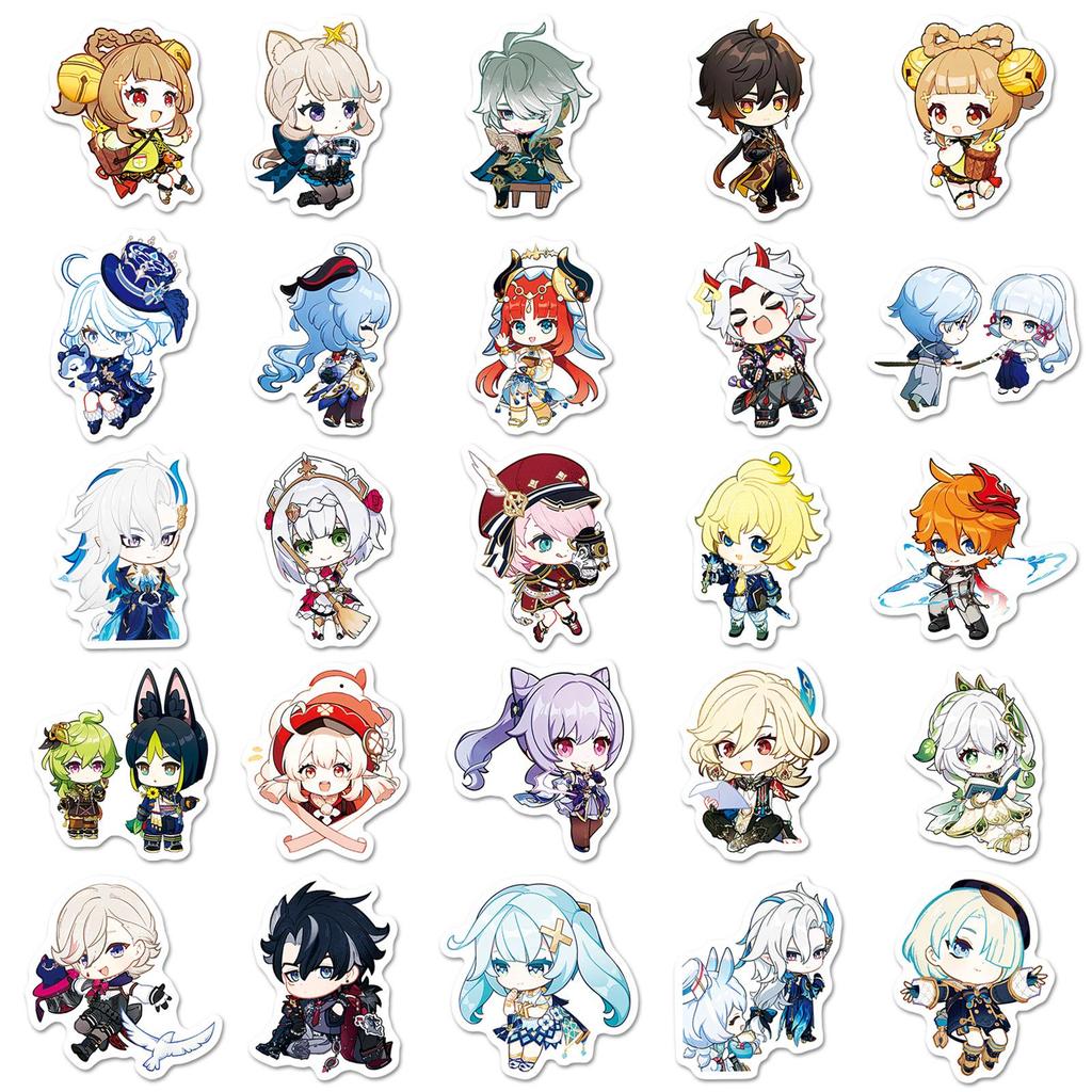 50 Cute Genshin Impact Graffiti Stickers for Game Decoration - Perfect for Water Cups, Mobile Phones & Computers