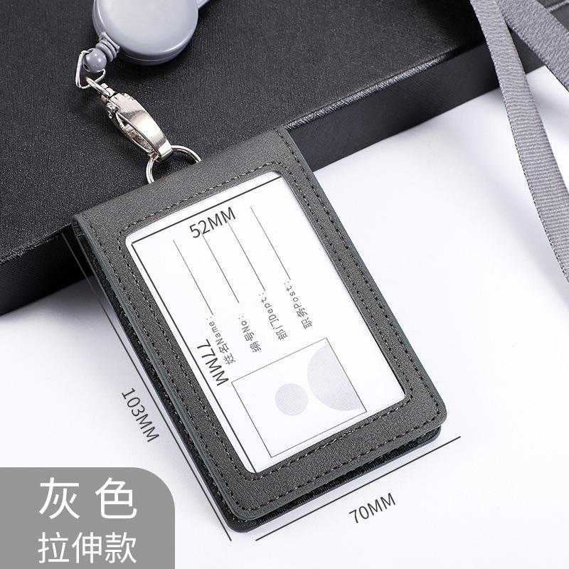 Fashion Business Card Cover Bags Case Simple Leather Office Work ID Card Holder Business Work Card ID Badge Holder Lanyard Set