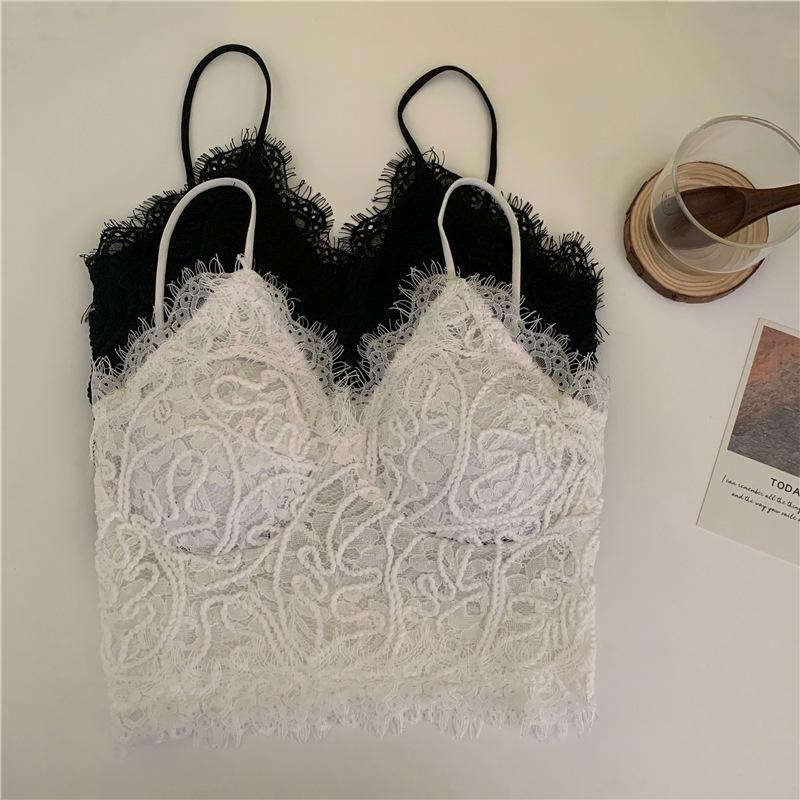 Tank Top Lace V-neck Crop Tops Women Summer Camis Backless Camisole Fashion Casual Tube Female Sleeveless