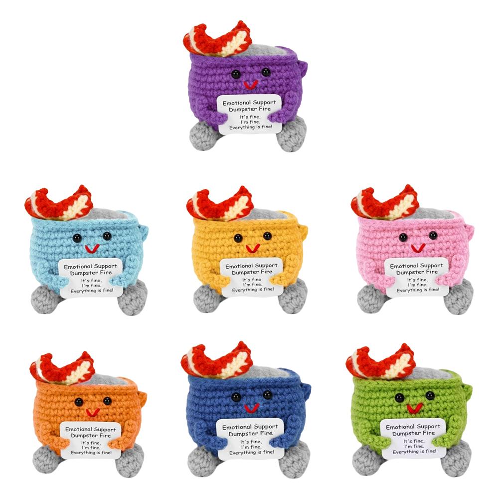 Häkeln Müllcontainer Feuer Niedlich Humorvoll Emotionale Unterstützung Dekoration Geschenk für Zuhause und Büro Fröhliches Accessoire