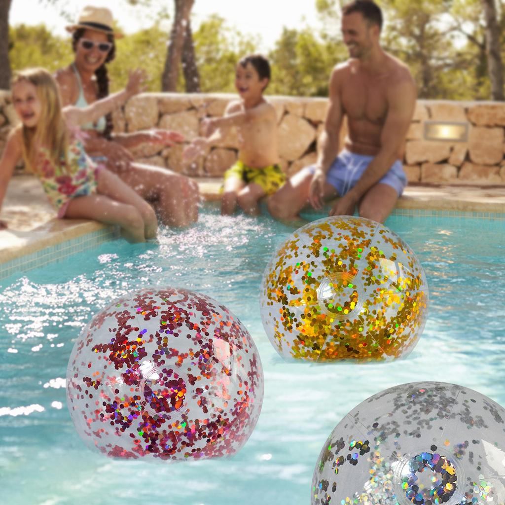 Transparent PVC Inflatable Beach Ball Elastic Beach Ball Confetti Ball Pool Beach Outdoor Toys 5PC