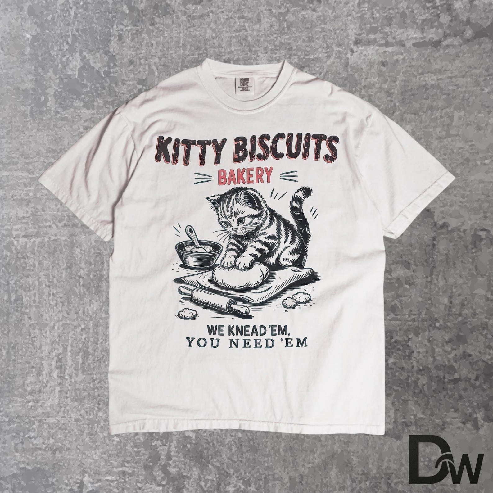 Kitty Biscuits Bakery Comfort Colors T-Shirt | We Knead Em You Knead Em Funny Cat Owner Tee M
