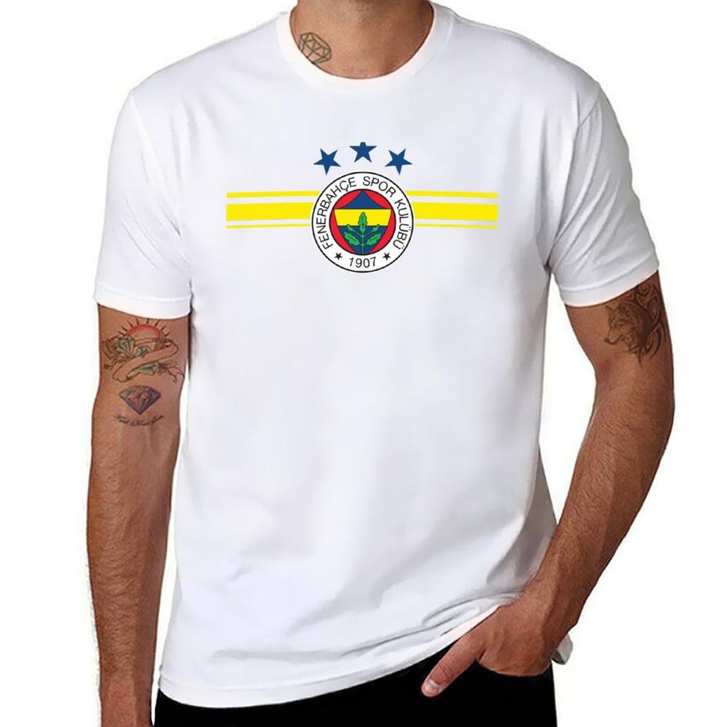Stripes Of My Heart Fenerbahce Turkey Tshirt Work Outdoor Short Sleeve Tee