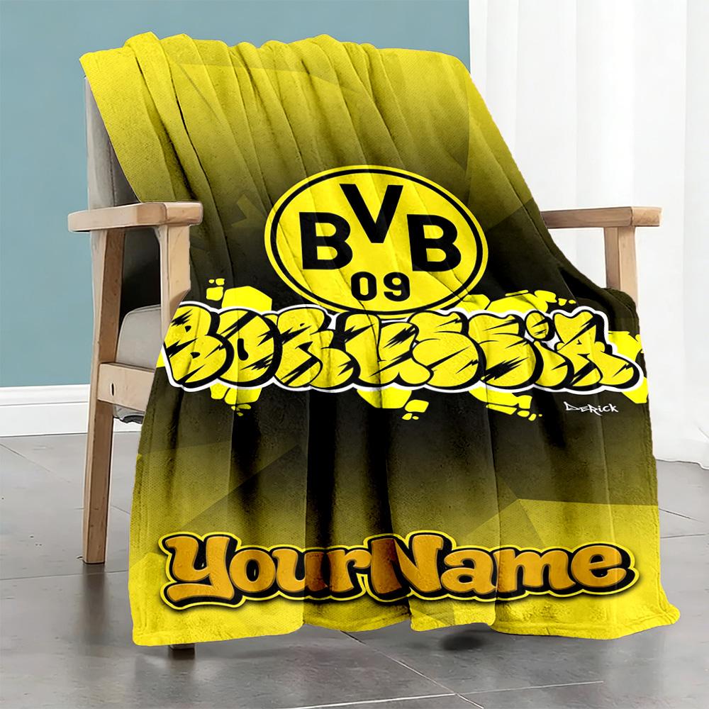 Borussia Dortmund Customize Text Blanket Lightweight Customizable Blanket Warmthful Decor Great for Office Couch Bed Living Room Ideal for All Seasons