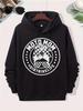 Men's Motorcycle Off-Road Motorbike Mom Pattern Hooded Sweatshirt - Geometric Motorcycle Design with Plaid Flag and Motorcycle Log