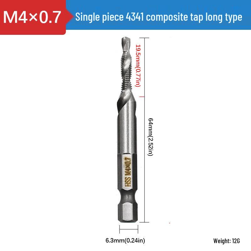 6-Piece 4341 High-Speed Steel Metric Combination Spiral Tap Set