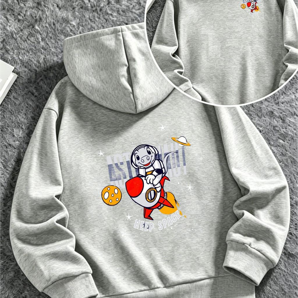 Autumn/Winter New Arrival Christmas Men's and Women's Hooded SweatshirtLoose CasualJacket Cartoon Astronaut Rocket Planet Hoodie