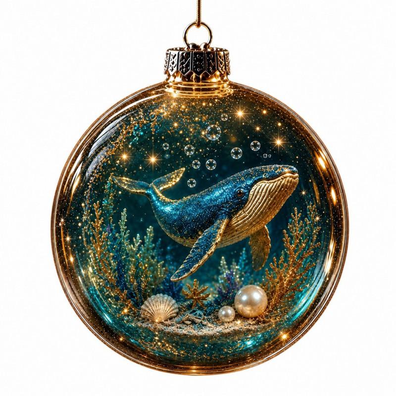3D Crystal Ball Ornament Transparent Hanging Decor Christmas Tree Decoration Ocean Theme Holiday Pendant