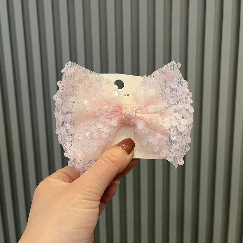 Korean Princess Style Bow Hair Clip with Colorful Sequins for Girls