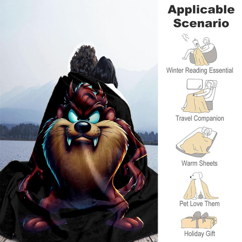 Diavolo della Tasmania, personaggio dei cartoni animati, - Coperta da lancio, Morbido copriletto, Coperte in flanella, Soggiorno, Viaggio, Campeggio, Uso per tutte le stagioni077