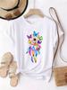 Butterfly Print Plus Size Women's Round Neck Summer Casual Short Sleeved Street Fashion Versatile Plus Size T-shirt