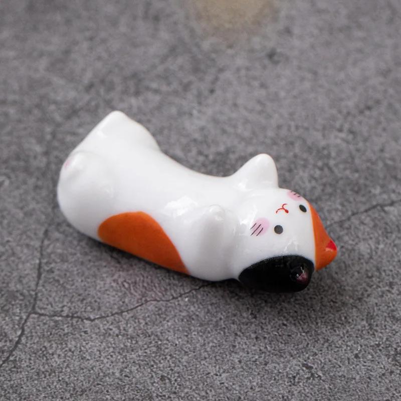 1pc Ceramic Cute Chopstick Holder Tableware Japanese Style Underglaze Restaurant Simple Oval Spoon Bracket Utensil for Kitchen