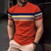26. New Popular Casual and Comfortable Short-sleeve T-shirt, 3D Printing Technology, Suitable for Layering and Outerwear, Loose Striped Short-sleeve 