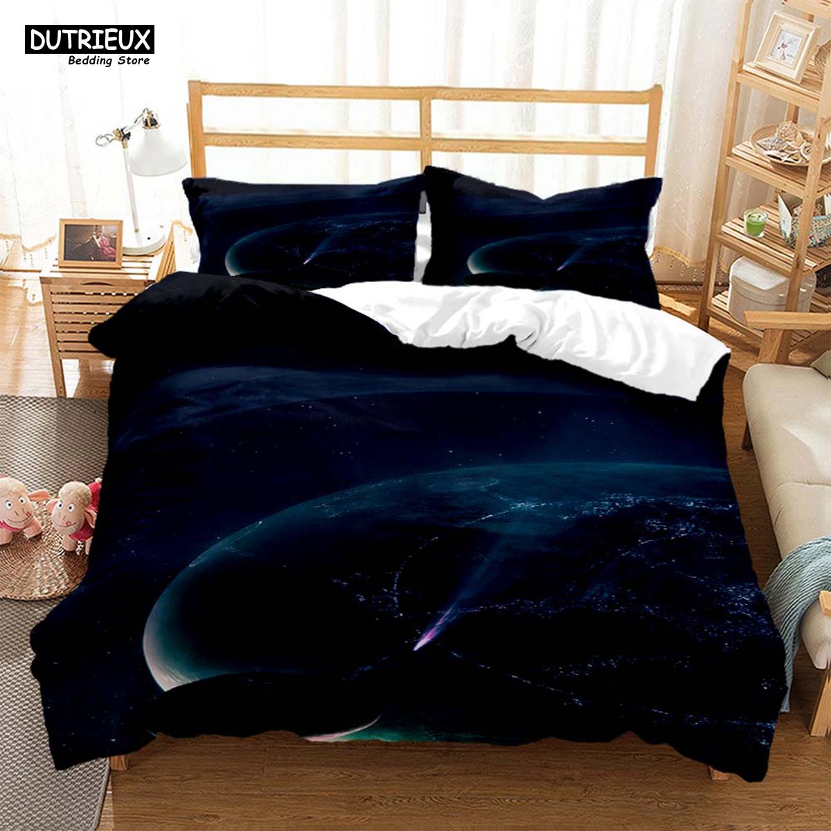 

Art Watercolor Love Graffiti Quilt Cover with Pillowcases Ink Dots Bedding Set Fordormitory Home Hotel Bedroom Comforter Cove 140*200cm Double