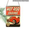 2D Flat, 1pc Vintage Hot Rod Garage Metal Sign - 8x12 Inch Retro 1950s Style Classic Hot Rod Car & Checkered Racing Design - Durable Aluminum Wall