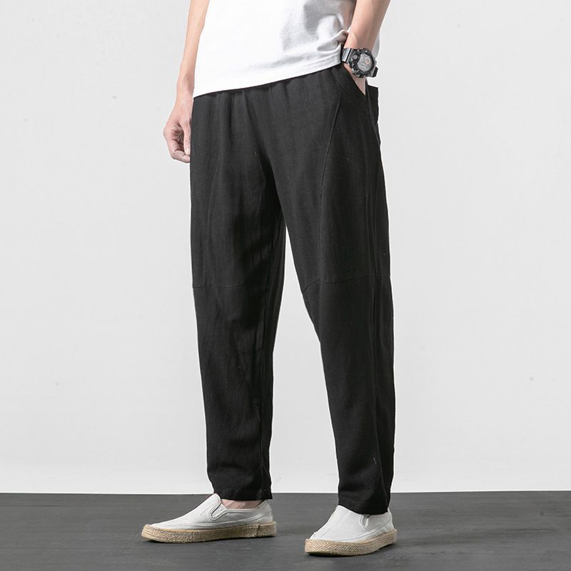 Japanese-style Thin Men's Linen Pants, Casual Pants, Cotton and Linen Lantern Pants for Teenagers, Large-sized Loose Wide-leg Pants