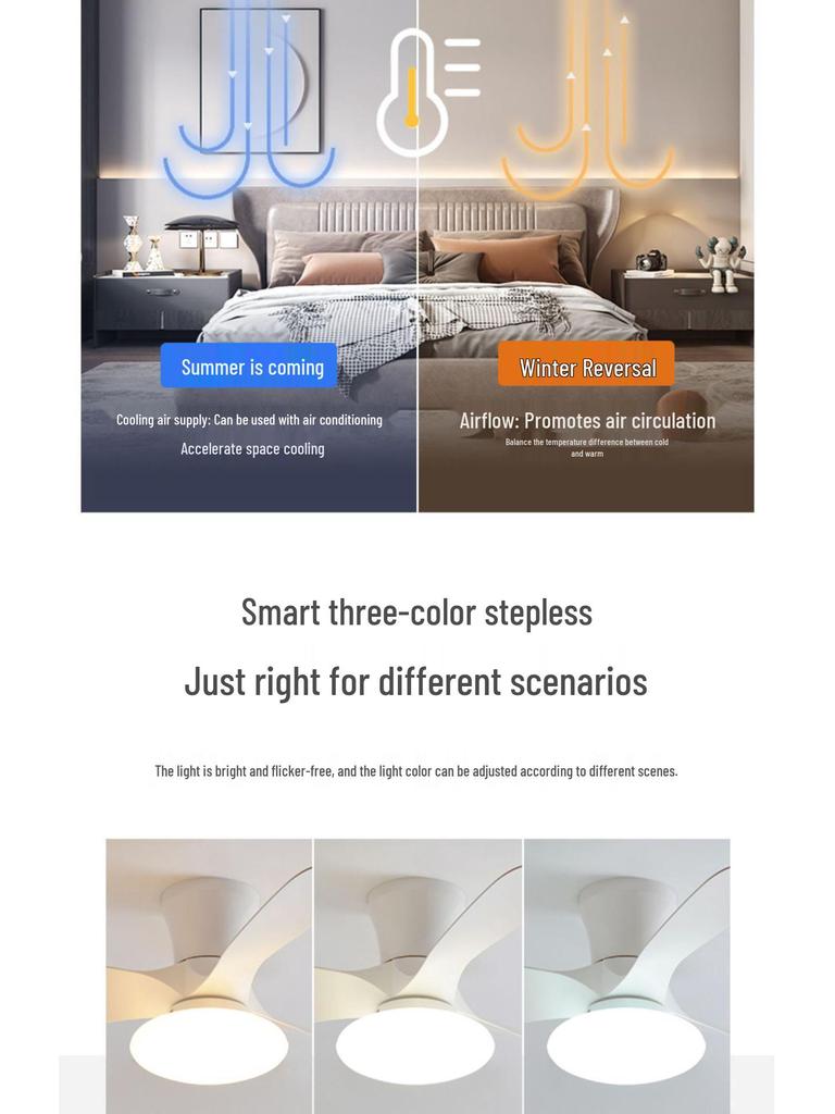 Leiser energiesparender Deckenventilator mit Licht, variablem Geschwindigkeitsregler & Fernbedienung für Wohnzimmer & Schlafzimmer