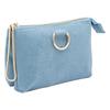 No Brand Item 3-Layer Pouch Synthetic Leather Ring Motif Makeup Small Holder Cute Stylish (Ash Blue)