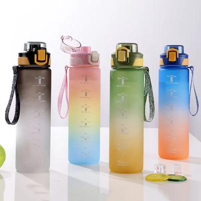 1L Sports Water Bottle With Time Marker Outdoor Camping Drinkware Portable Water Bottle for Sport Fitnes Water Bottles Leak-proo