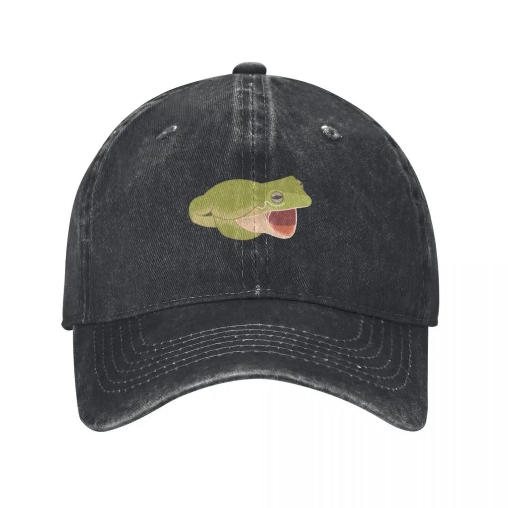 Frosch mit offenem Mund Baseballkappe Schirm Cosplay individuelle Kappen Vintage Hüte Damen Unisex