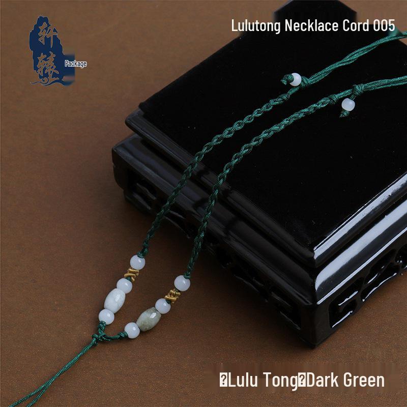 Adjustable Red Rope Jade Pendant Necklace for Men & Women with Round Beads - Semi-finished