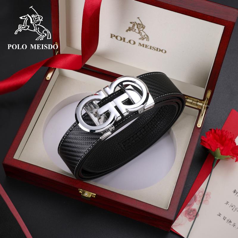 Paul Messder Men's Genuine Leather Belt with Automatic Buckle - High-End Business and Fashion Accessory.