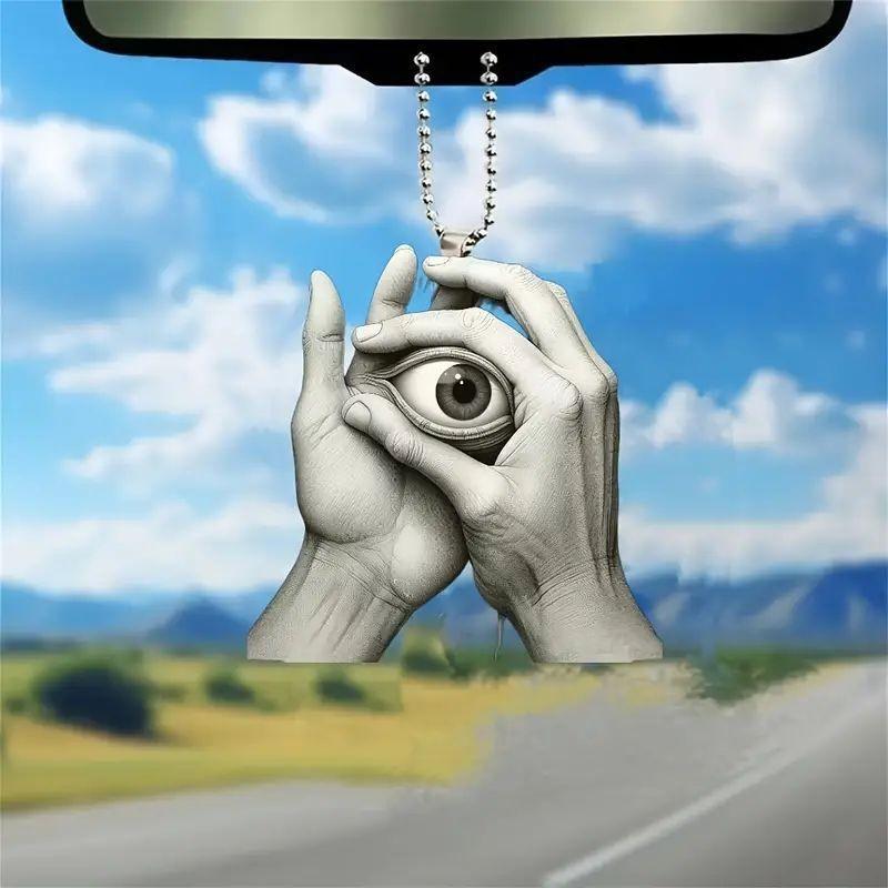 Whimsical Vintage 2d Acrylic Eye Car Pendant For Beautiful Interior Car Decoration