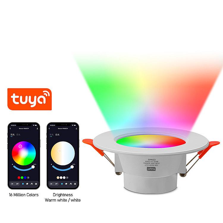 Tuya RGBCW Smart Bluetooth Downlight with Alexa & App Voice Control, 85-265V, Adjustable Full-Color Dimming