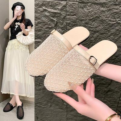 Fashion Women Flats Mesh Slippers Hollow Sandals Weave Mules Woman Shoes Summer 2025 Trend Casual Soft Sole Shoes Beach Slides Mujer