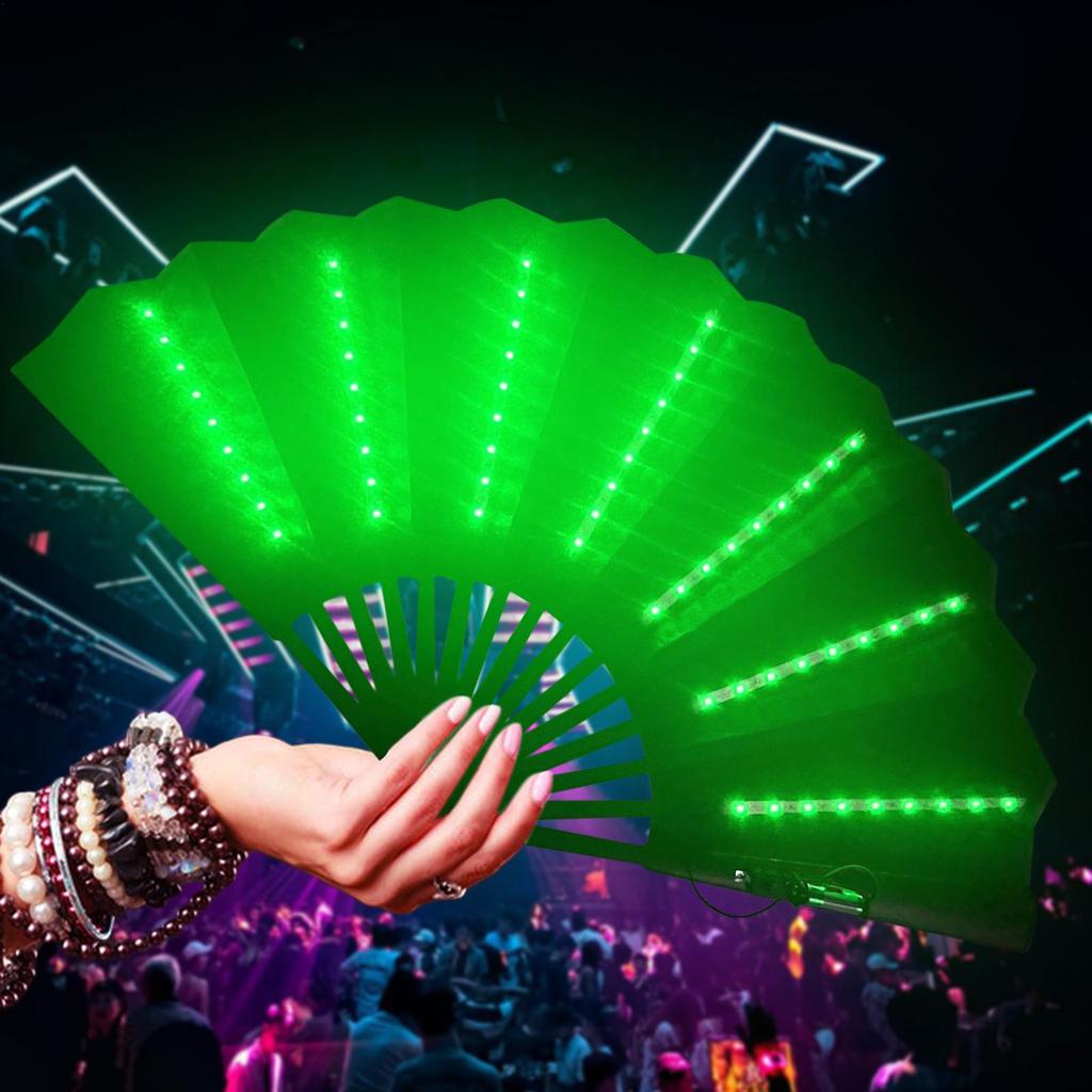 Night Show Halloween Christmas Rave Festival Accessories Dancing Light Fan Glow Folding Led Fan Glow In The Night Party Supplies