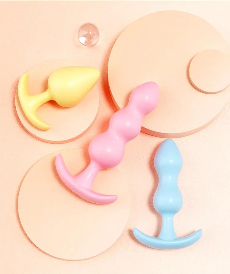 3pc/Set Silicone Butt Plug Ease-in -Anal Plugs Training Set Expandable Beginner Anales Beads Beginner Soft Silicone Anal Plugs