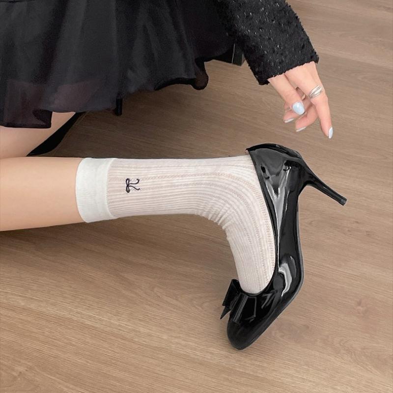 2026 Spring Butterfly-knot Thin High Heel Women Shoes Fashion Wedding Party Slip On Shoes Ladies Elegant Mary Jane Shoes