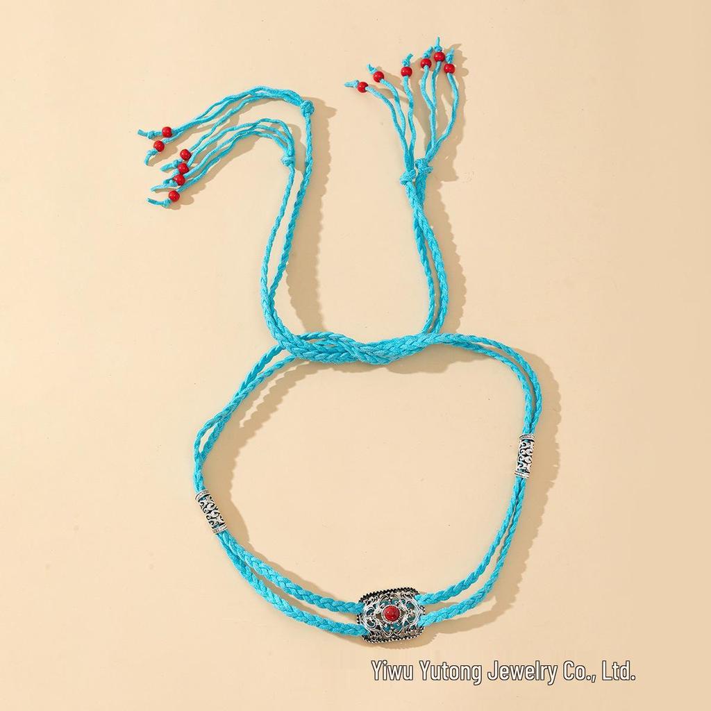 Exotic Men's & Women's Ethnic Headbands: Mongolian Tibetan Woven Tassel Hair Ties & Headwear.