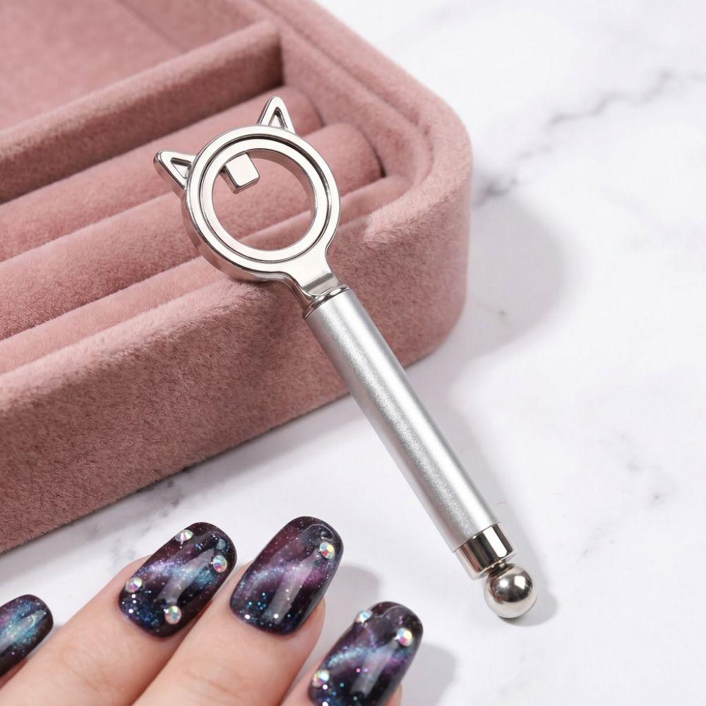 2IN1 Magnetic Nail Art Tool Non-slip Handle Hollow Cat Eye Magnet  Home Use