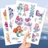10Sheets Mermaid Theme Tattoo Stickers Waterproof Temporary Tattoo Girls Mermaid Birthday Party Decor Supplies Kids Gift Favors