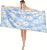 1PC White Daisy Flowers paint Towel for family friends Gifts Quick-Dry Beach Towel For Yoga Tourism Beach GYM Camping Swimming