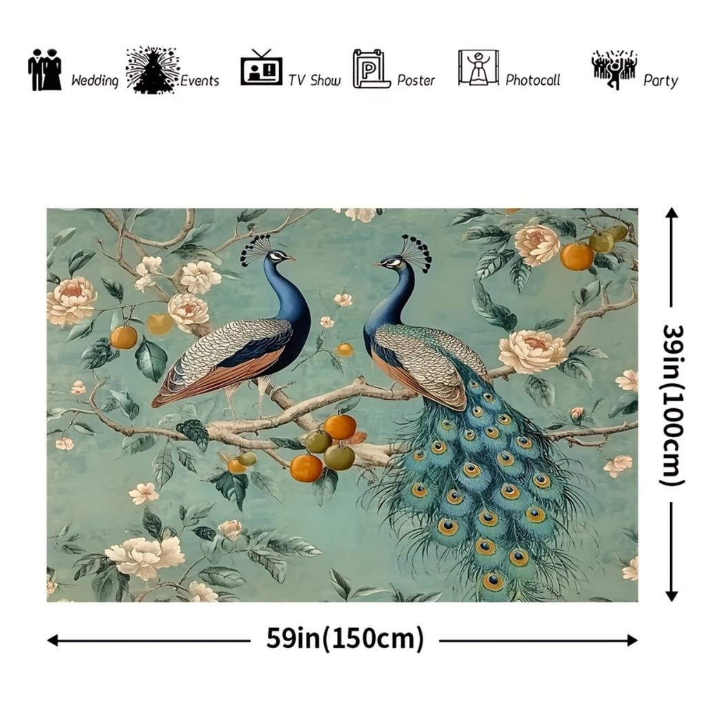 2D flat surface one-piece elegant peacock background fabric highly suitable for home decoration and birthday parties