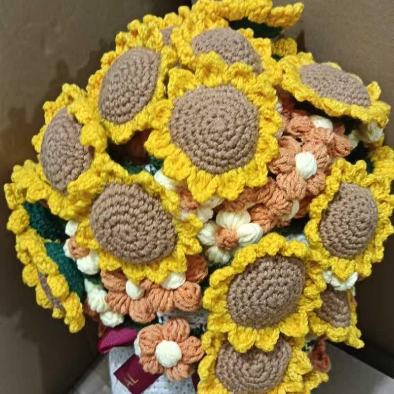 Handmade Rose and Lily Crochet Flower Blanket - Acrylic Yarn