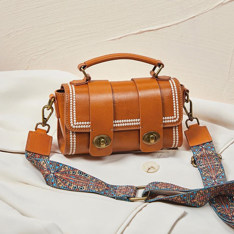 

Женская сумка-цилиндр из натуральной кожи в стиле ретро 2025 года - первый слой из коровьей кожи, простой круглый дизайн, сумка через плечо и сумка-мессенджер