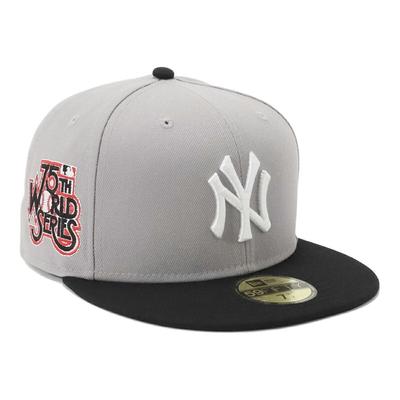 59FIFTY Kappe, NY Grau/Schwarz 2-Ton ONSPOTZ Spezial Seitenpatch MLB New York Yankees Herren Baseballkappe 7 1/2