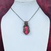 Thulite Pendant Copper Wire Wrapped Jewelry Natural Gemstone Pendant Handmade Jewelry Copper Pendant Gifts for Mom Antique Wire Wrap Pendant