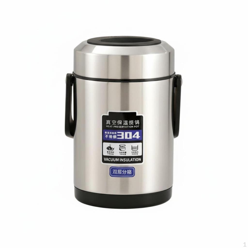 Insulated Lunch Box, 3Compartment Stainless Steel Bento, Portable Thermal Meal Container for Office,