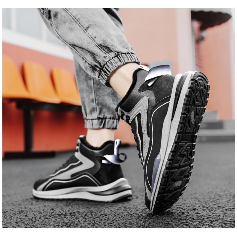Men S Winter Thick Sole Fleece Lined High Top Dad Shoes Casual Sneakers