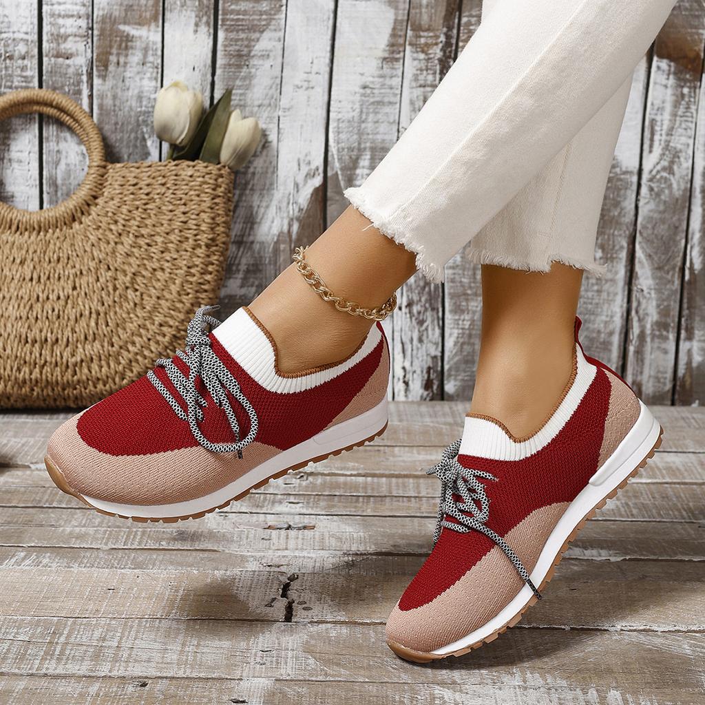 Foreign trade large size flat-bottomed sports and leisure shoes women's 2025 autumn new comfortable and breathable fly-woven mesh lightweight runnin