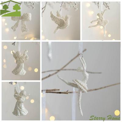 Glitter Christmas Tree Ornament Art Crafts Note Christmas Angel Girl Pendant Plastic Delicate Mini Glitter Pendant Party
